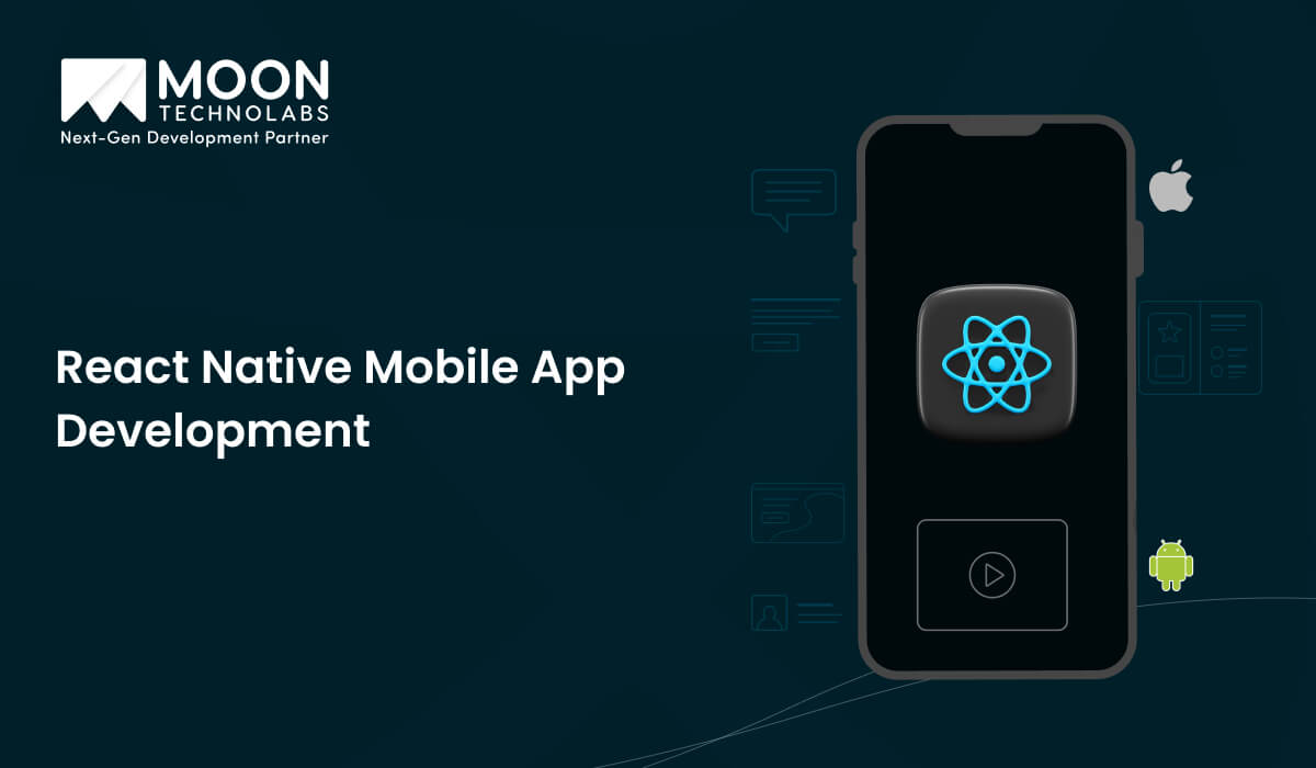 React Native Mobile App Development Showcase with React Logo in the images